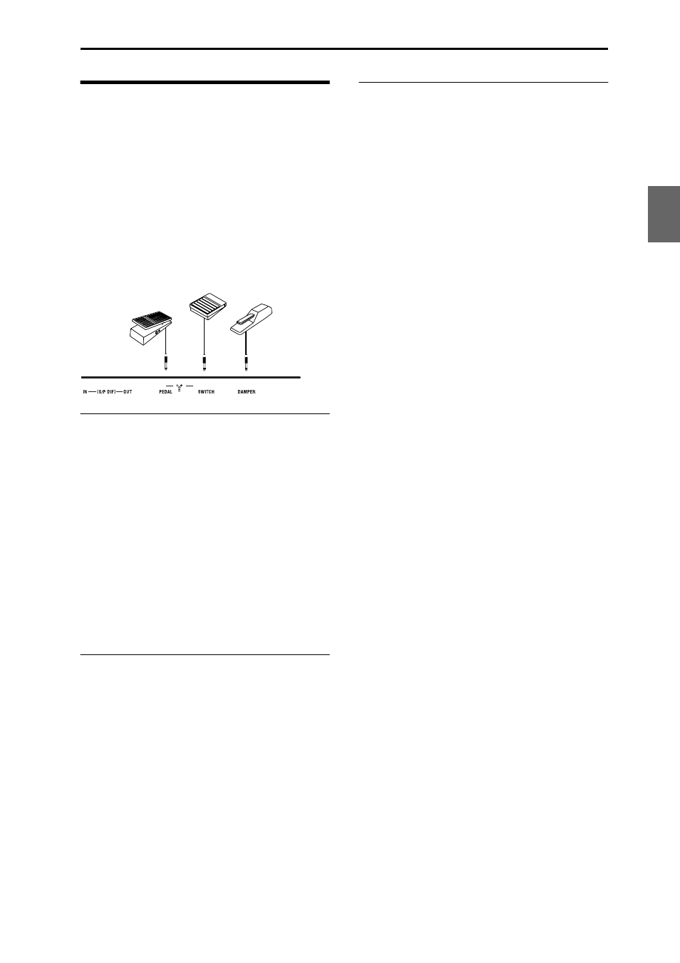 Connecting a damper pedal, Connecting a foot switch, Connecting a foot pedal | KORG M3 User Manual | Page 37 / 237