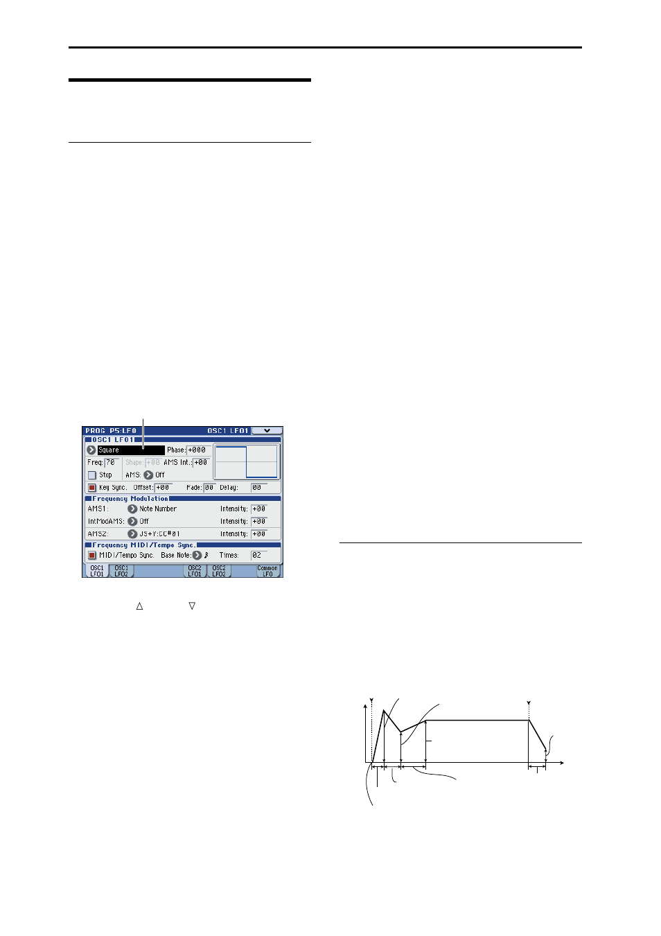 Using lfos and envelopes (egs), Using lfos, Egs (envelope generators) | KORG M3 User Manual | Page 62 / 237
