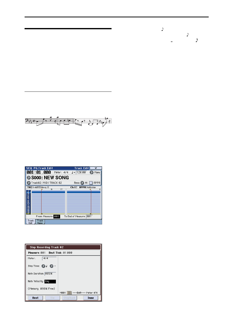 Step recording, An example of step recording | KORG M3 User Manual | Page 96 / 237