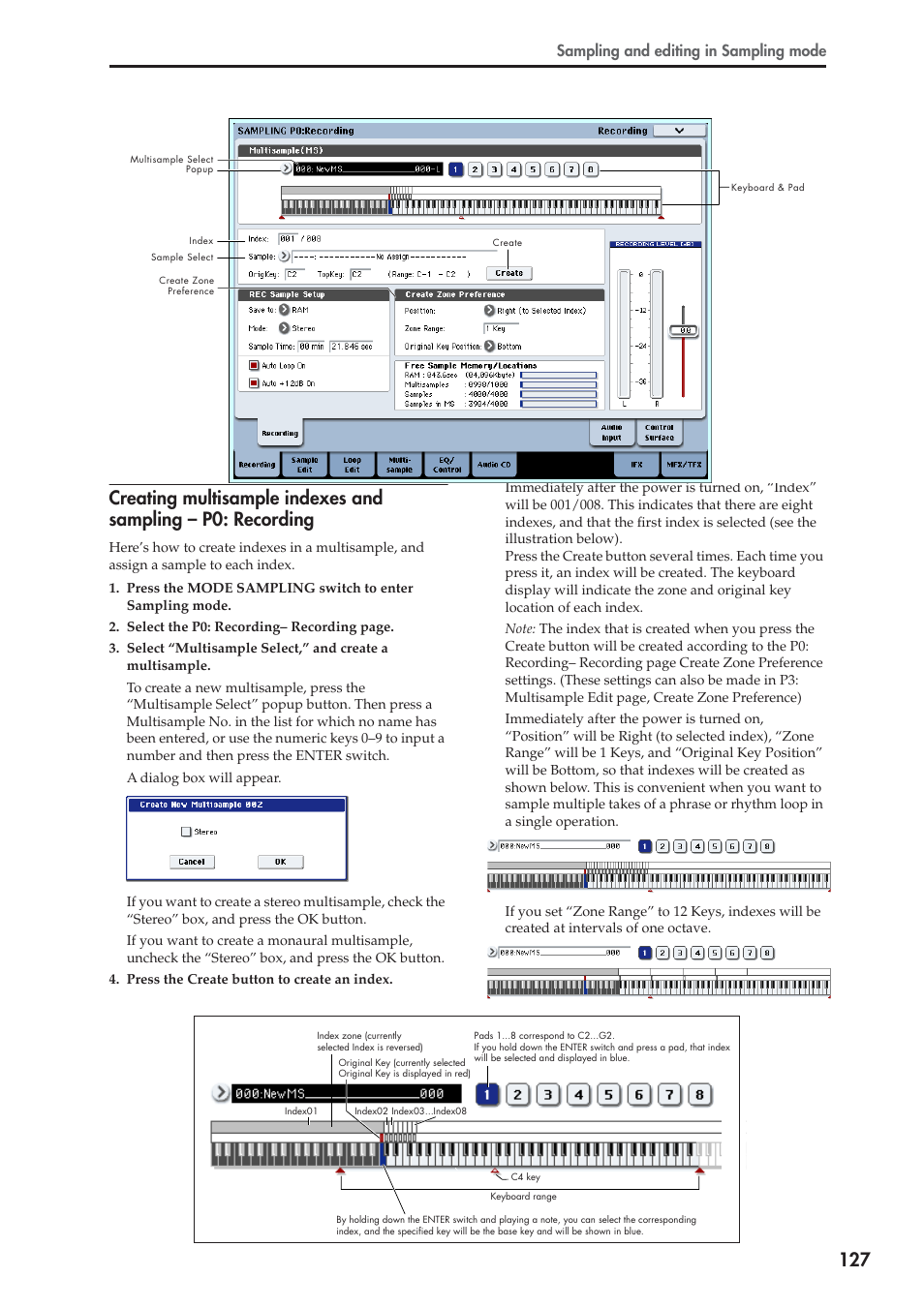 Sampling and editing in sampling mode | KORG OASYS musical instruments User Manual | Page 135 / 241