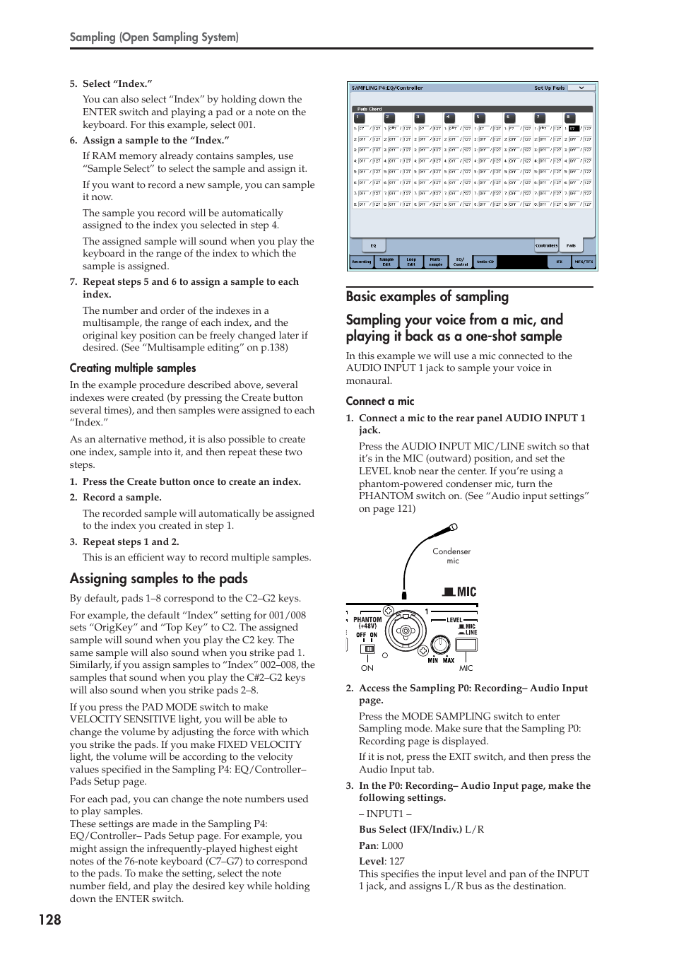 Assigning samples to the pads | KORG OASYS musical instruments User Manual | Page 136 / 241