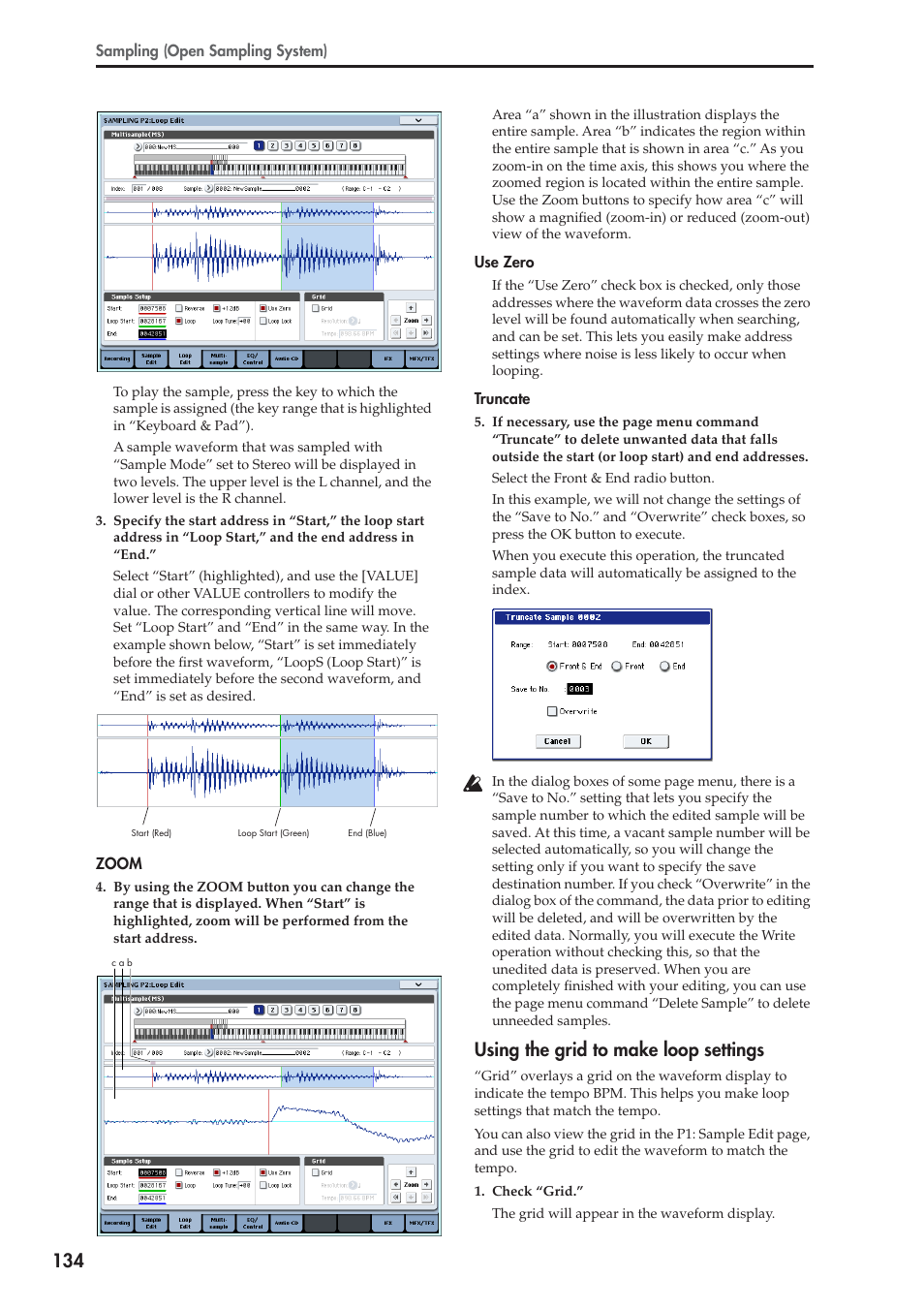 Using the grid to make loop settings | KORG OASYS musical instruments User Manual | Page 142 / 241