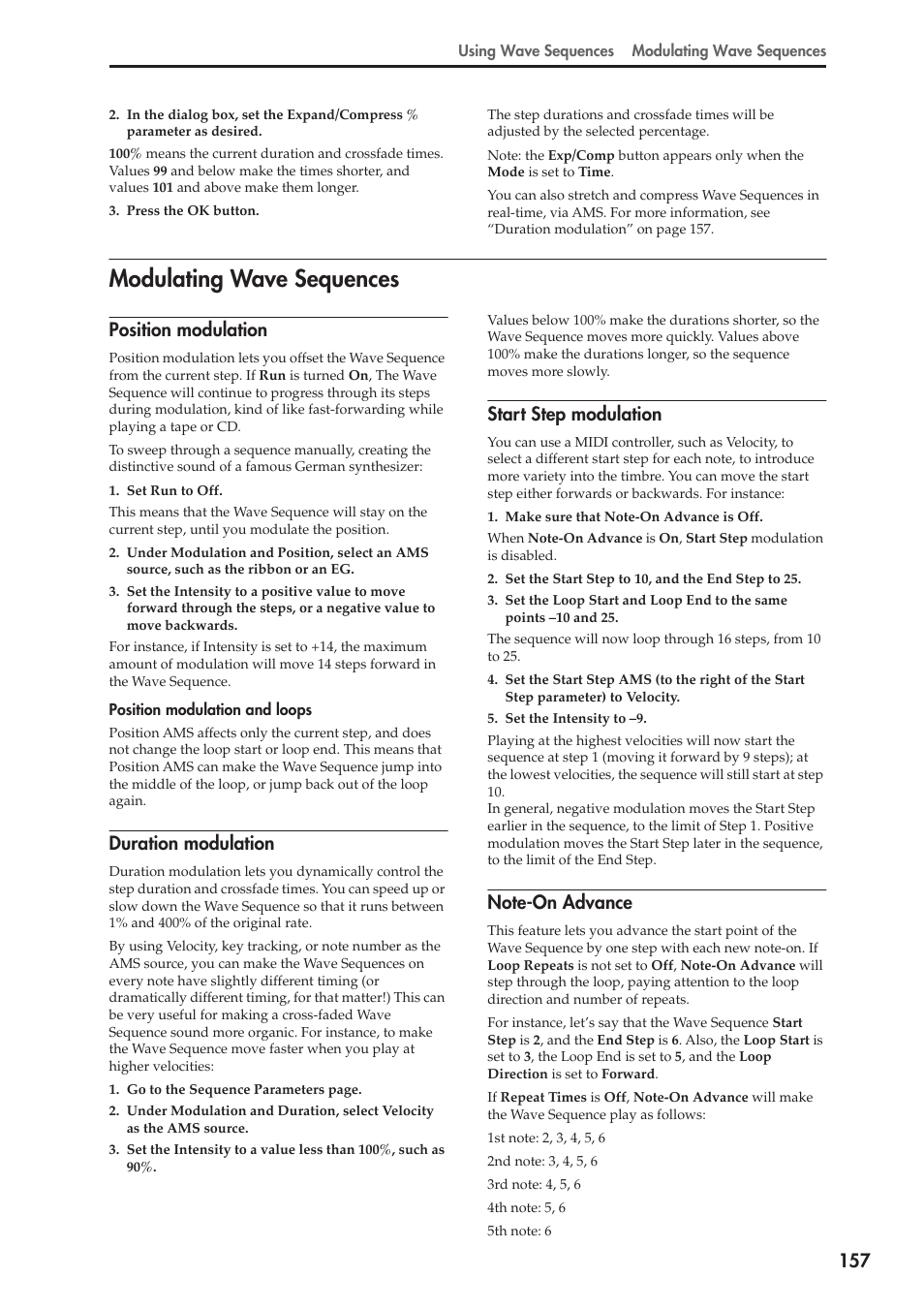 Modulating wave sequences, Position modulation, Duration modulation | Start step modulation | KORG OASYS musical instruments User Manual | Page 165 / 241