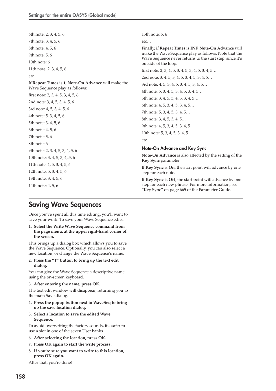 Saving wave sequences | KORG OASYS musical instruments User Manual | Page 166 / 241