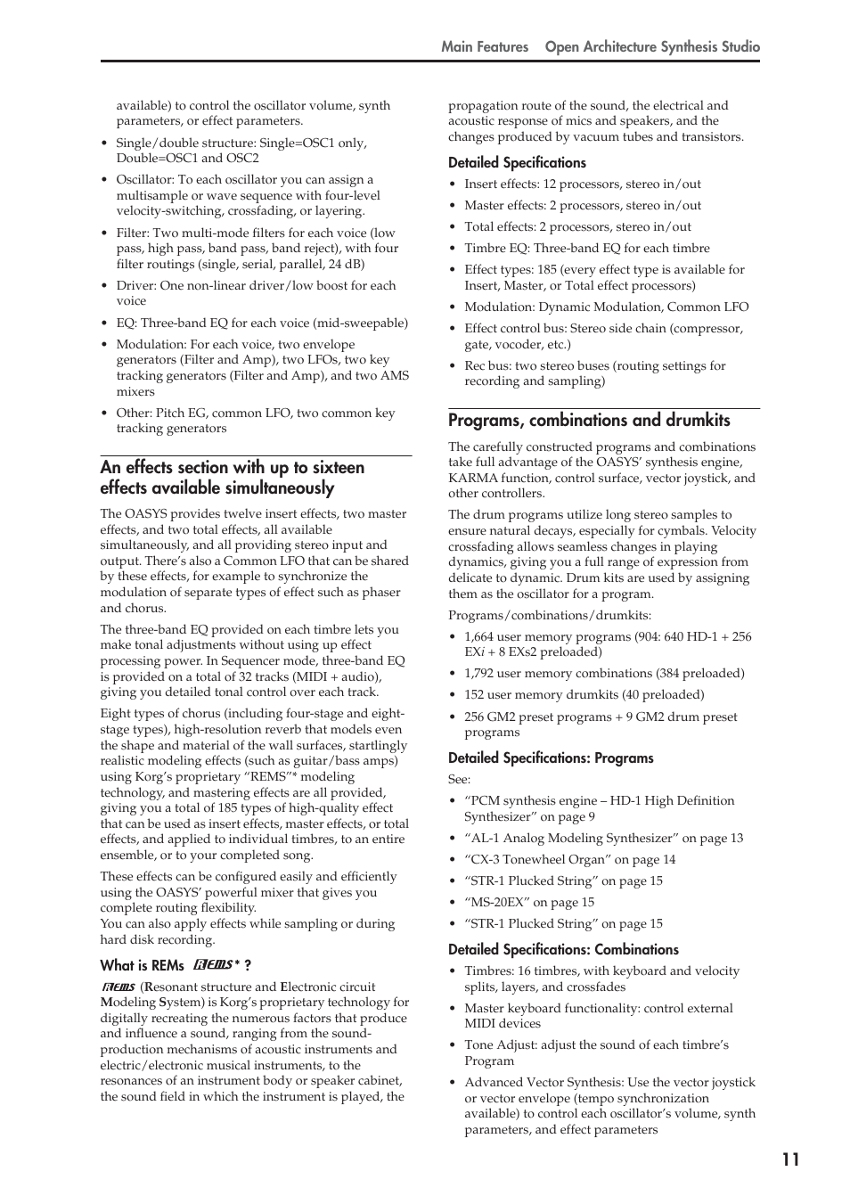 Programs, combinations and drumkits | KORG OASYS musical instruments User Manual | Page 19 / 241