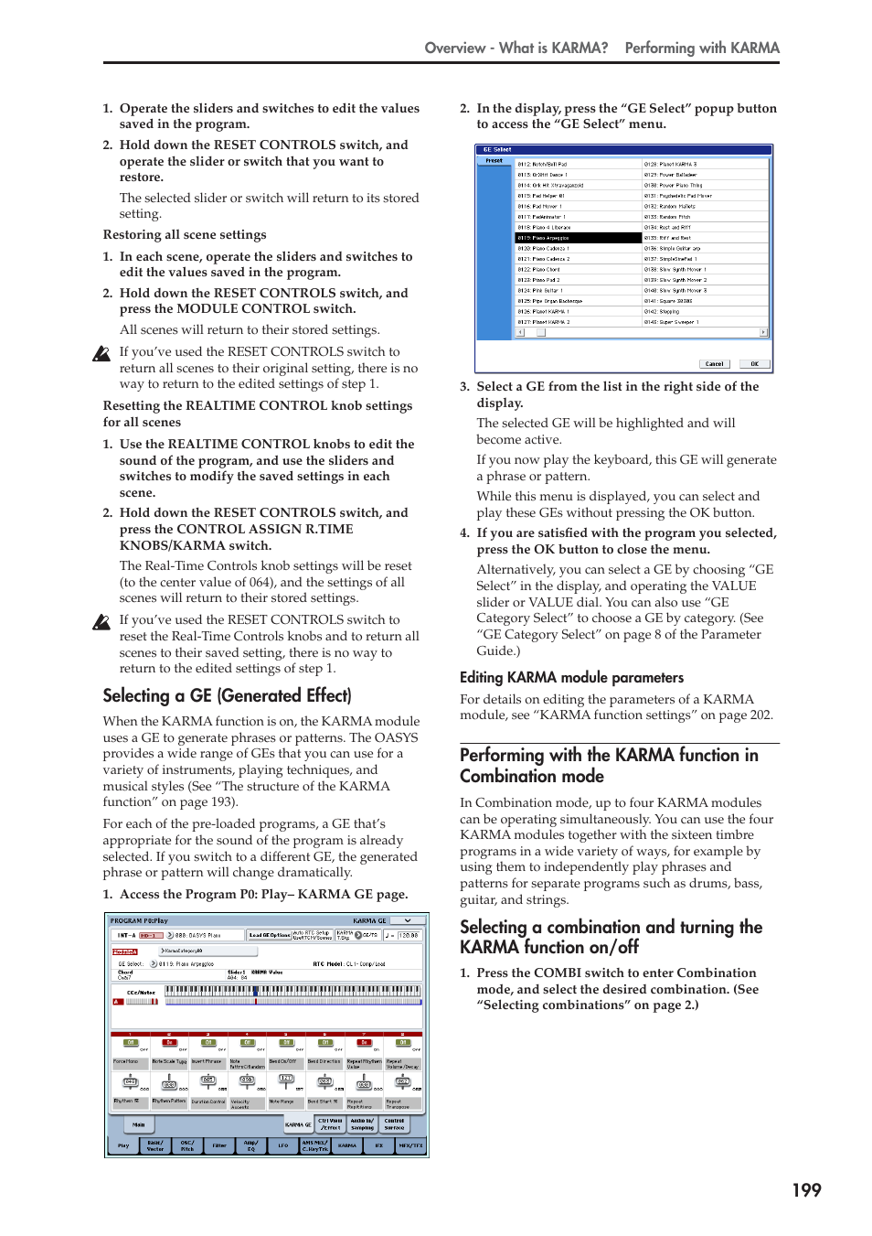 Selecting a ge (generated effect) | KORG OASYS musical instruments User Manual | Page 207 / 241
