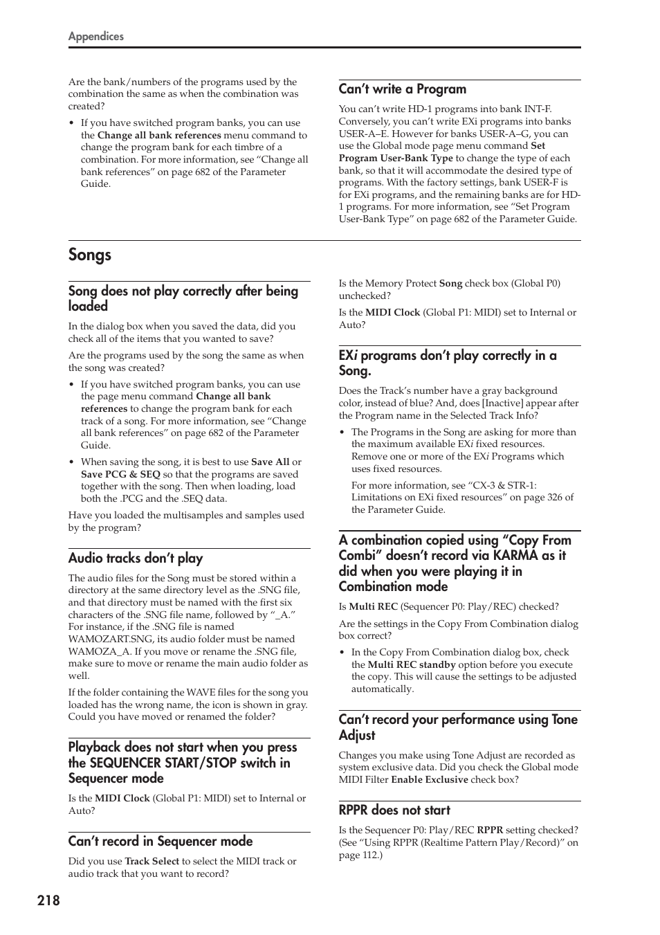 Songs | KORG OASYS musical instruments User Manual | Page 226 / 241