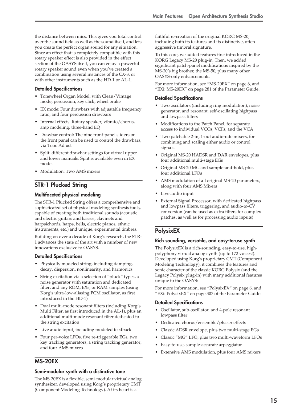 Str-1 plucked string, Ms-20ex, Polysixex | KORG OASYS musical instruments User Manual | Page 23 / 241
