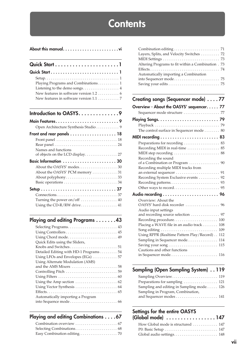 KORG OASYS musical instruments User Manual | Page 7 / 241