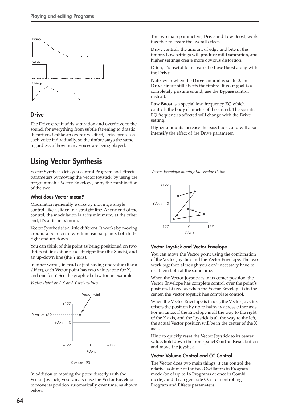 Using vector synthesis, 64 drive | KORG OASYS musical instruments User Manual | Page 72 / 241