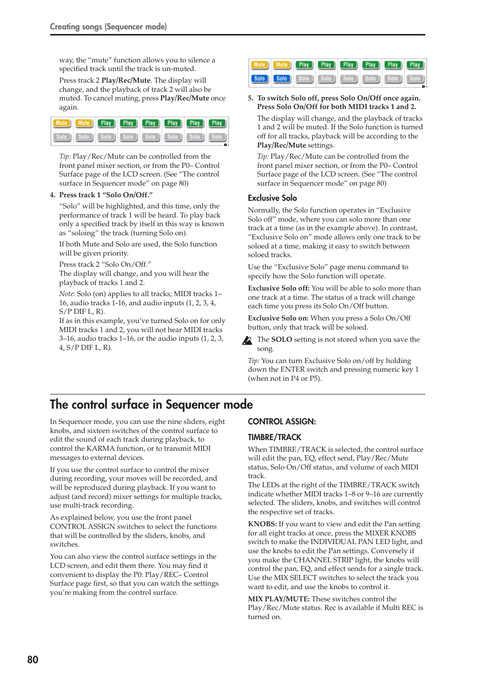 The control surface in sequencer mode | KORG OASYS musical instruments User Manual | Page 88 / 241