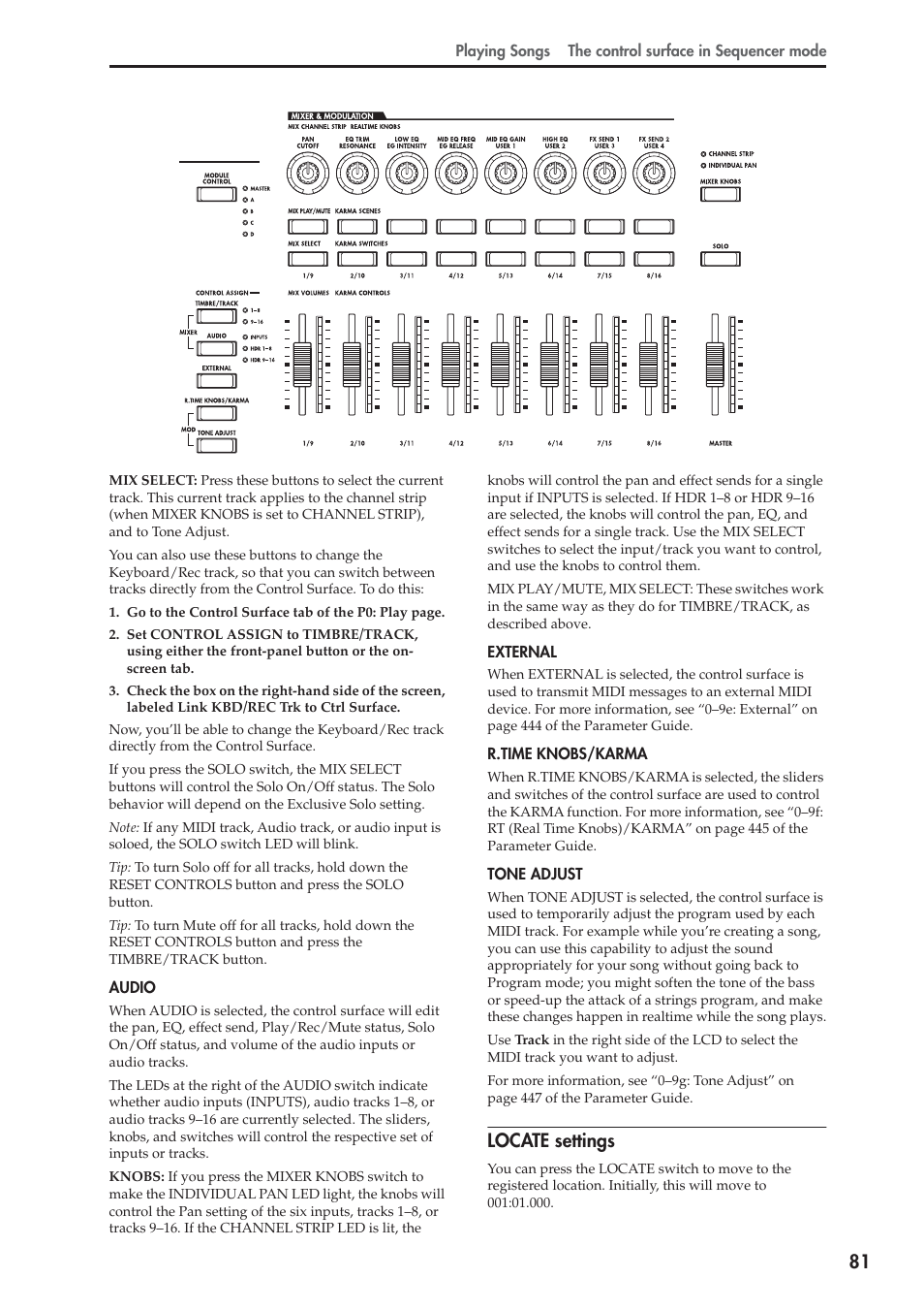 Locate settings | KORG OASYS musical instruments User Manual | Page 89 / 241