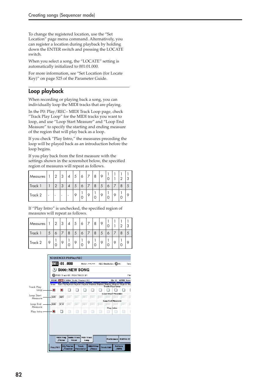 Loop playback, Creating songs (sequencer mode) | KORG OASYS musical instruments User Manual | Page 90 / 241