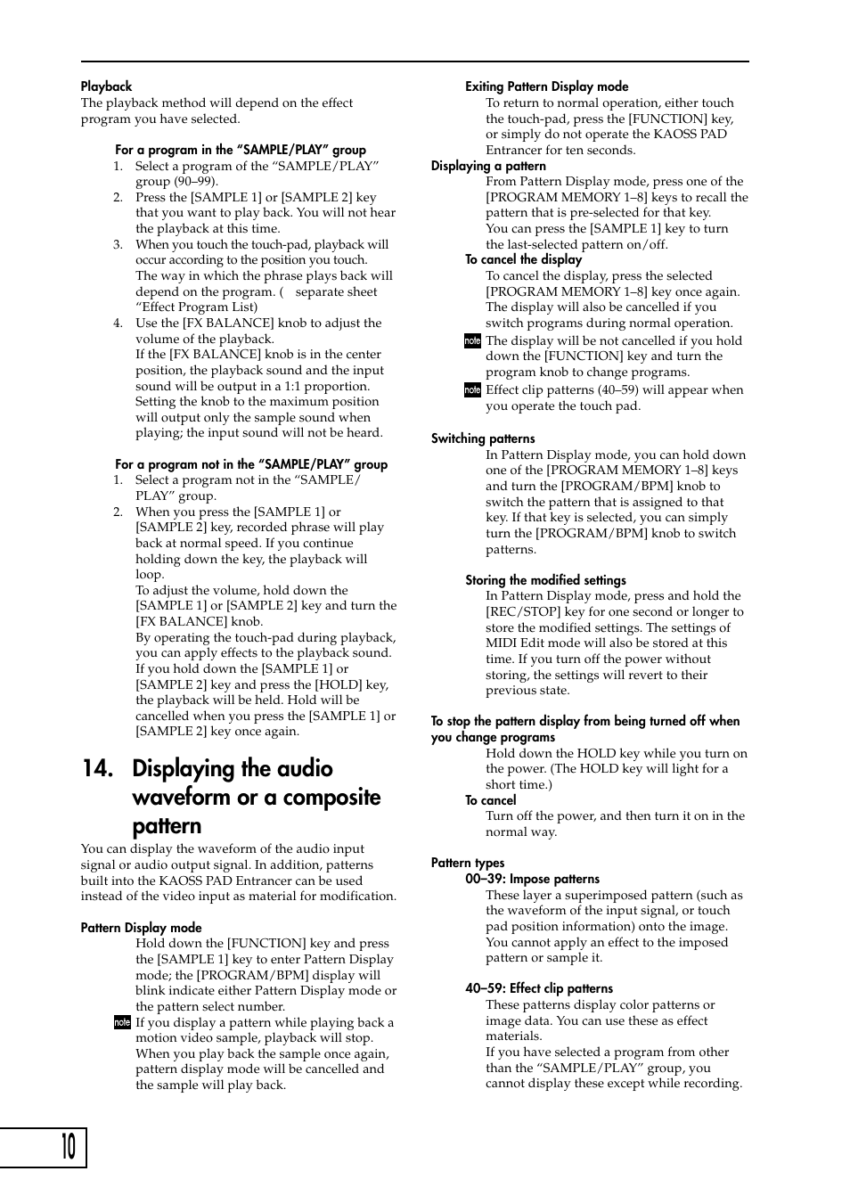 KORG KAOSS PAD Entrancer User Manual | Page 12 / 70