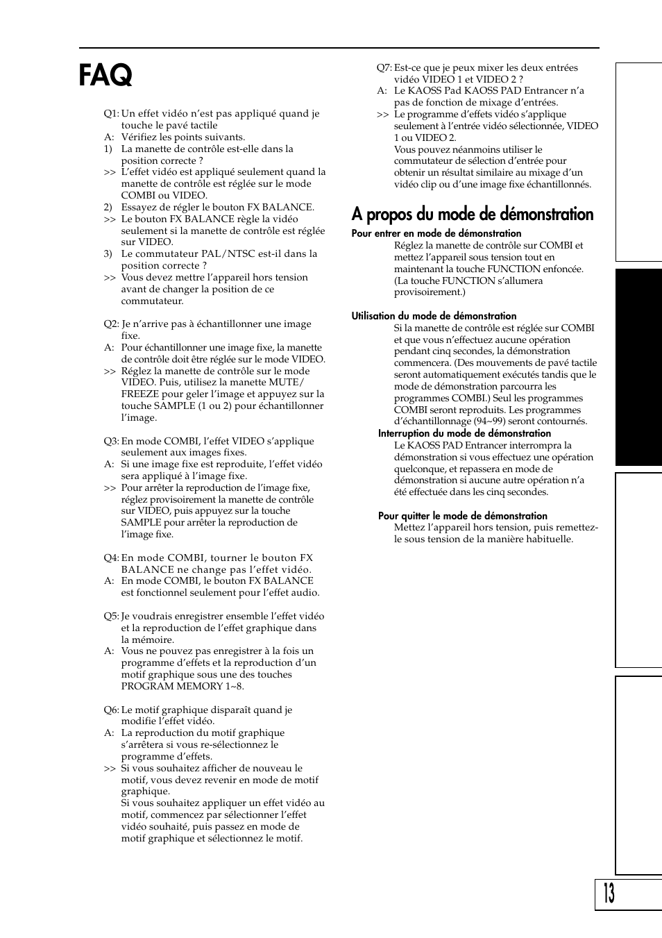 A propos du mode de démonstration | KORG KAOSS PAD Entrancer User Manual | Page 31 / 70