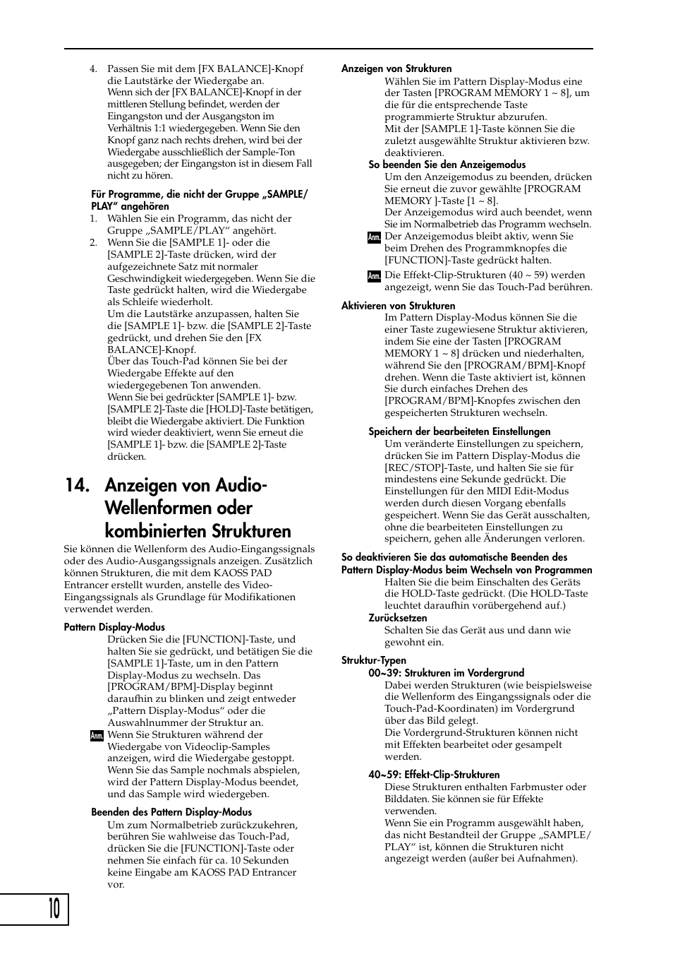 KORG KAOSS PAD Entrancer User Manual | Page 44 / 70