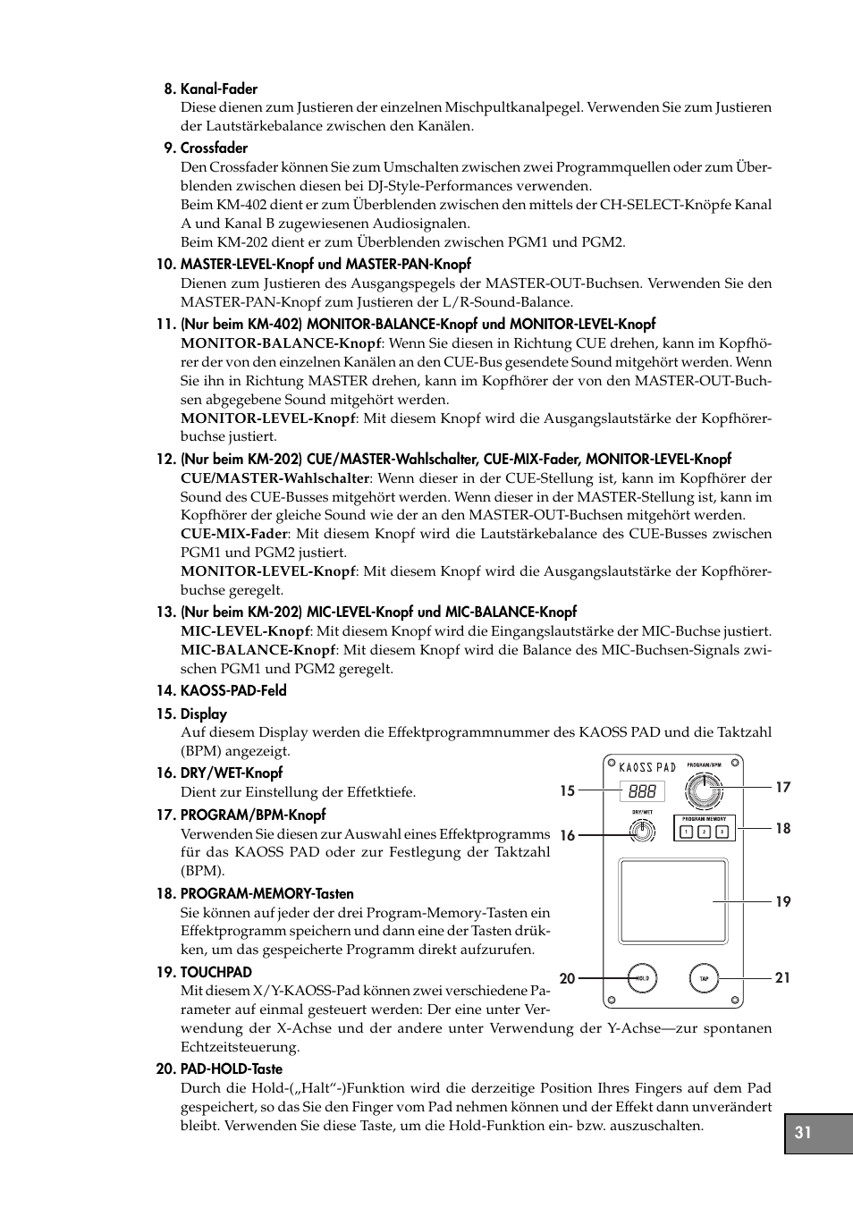 KORG KM-202 User Manual | Page 31 / 46