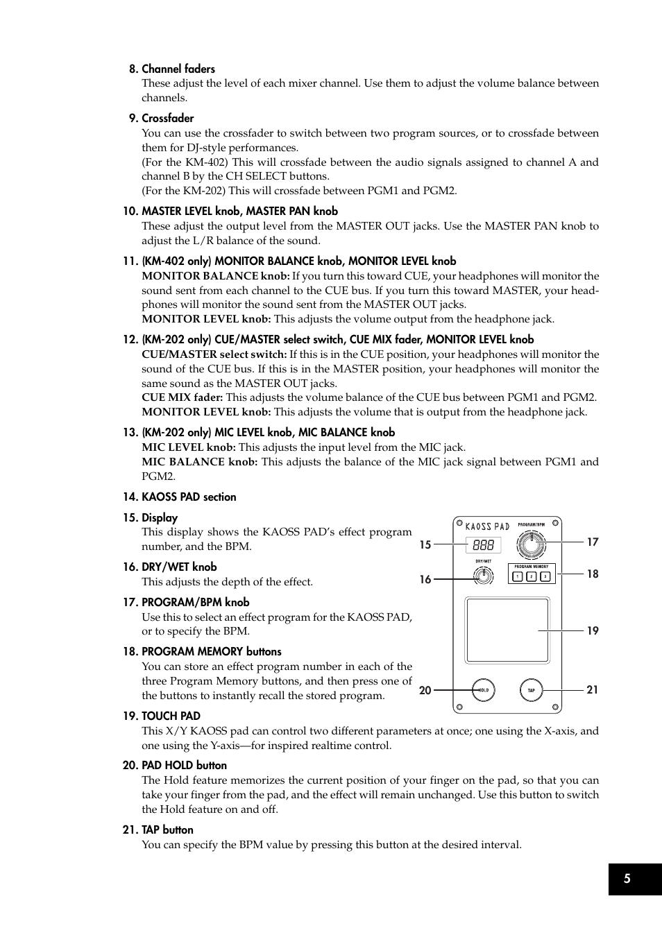 KORG KM-202 User Manual | Page 5 / 46