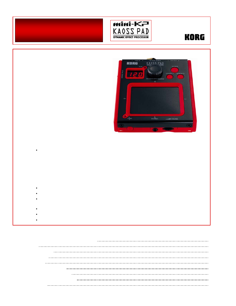 KORG EasyStart miniKP User Manual | 4 pages