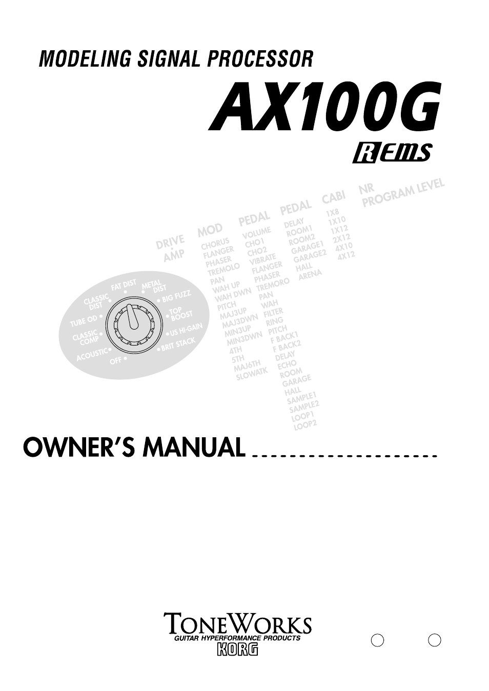 KORG MODELING SIGNAL PROCESSOR AX100G User Manual | 18 pages