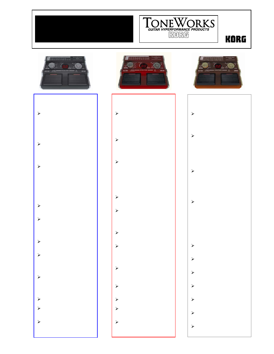 KORG EASYSTART AX3A User Manual | 3 pages