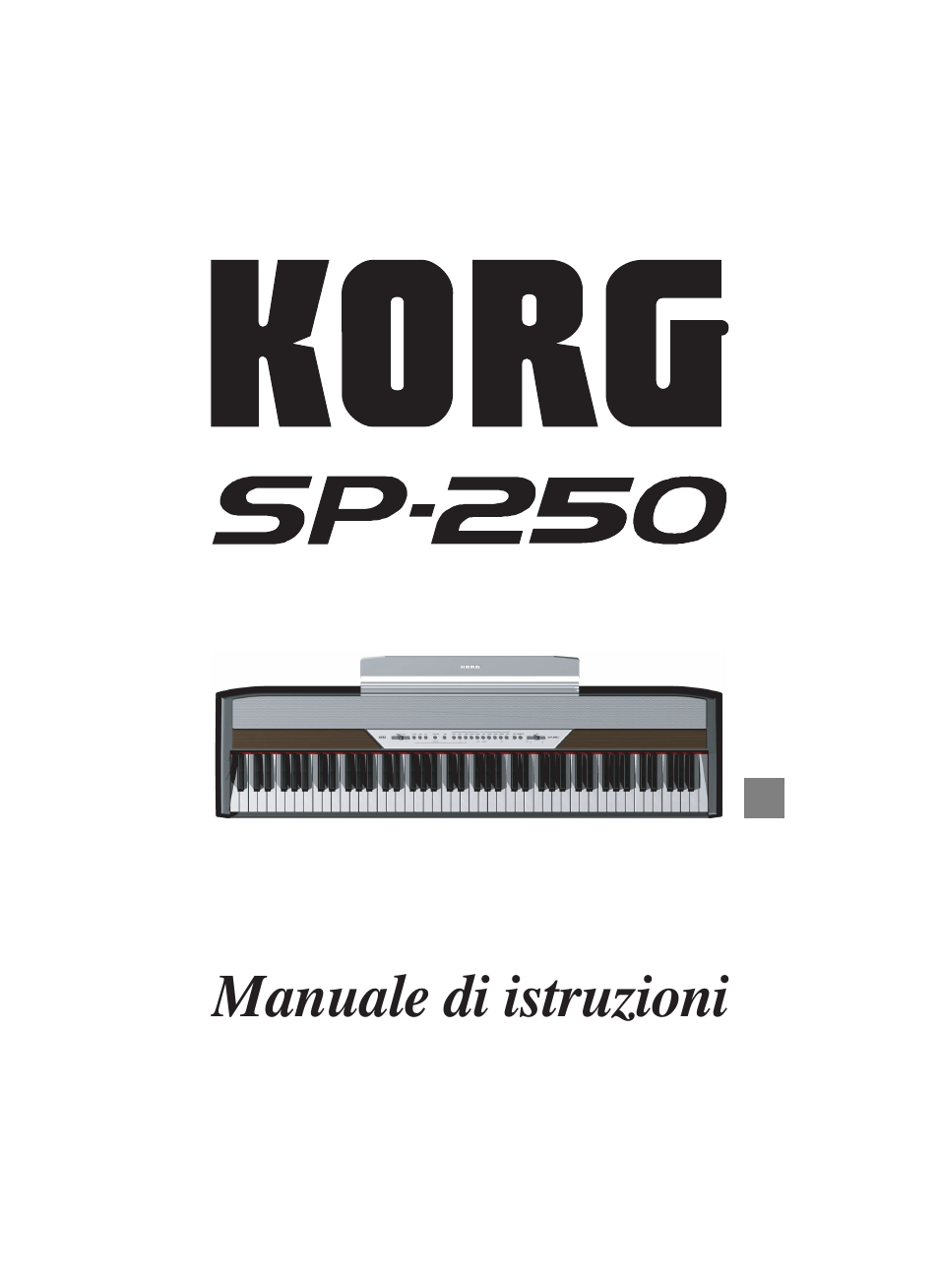 Italiano, Manuale di istruzioni | KORG SP 250 User Manual | Page 133 / 184