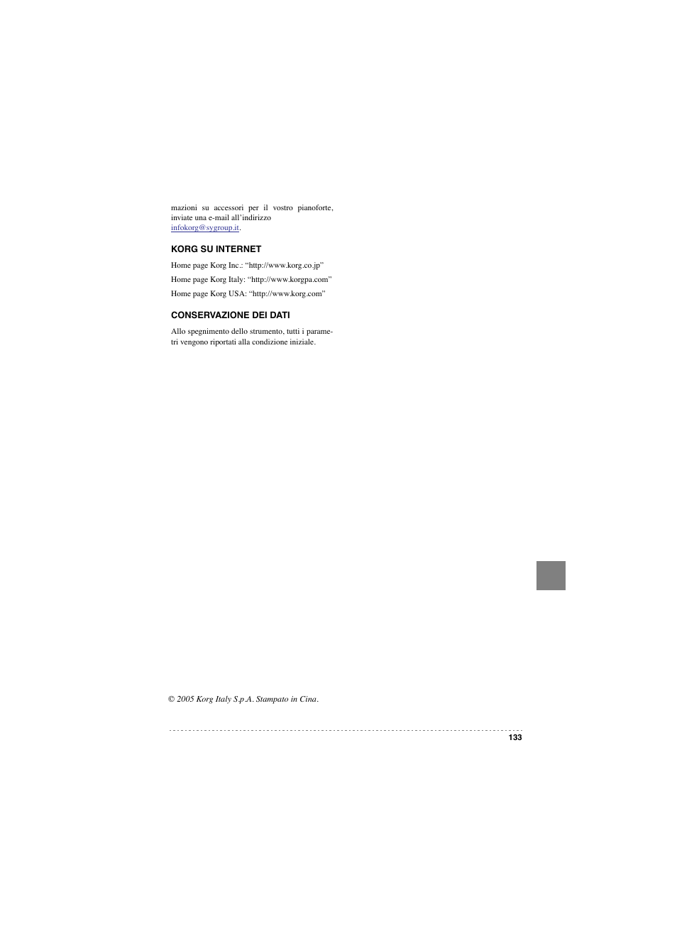 KORG SP 250 User Manual | Page 135 / 184