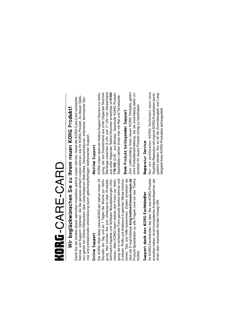 Care-card | KORG SP 250 User Manual | Page 176 / 184