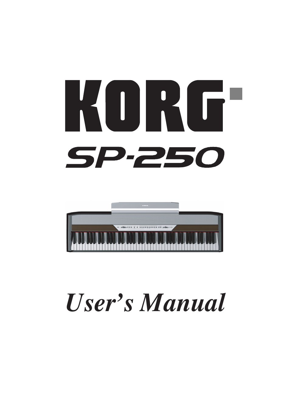 English, User’s manual | KORG SP 250 User Manual | Page 5 / 184
