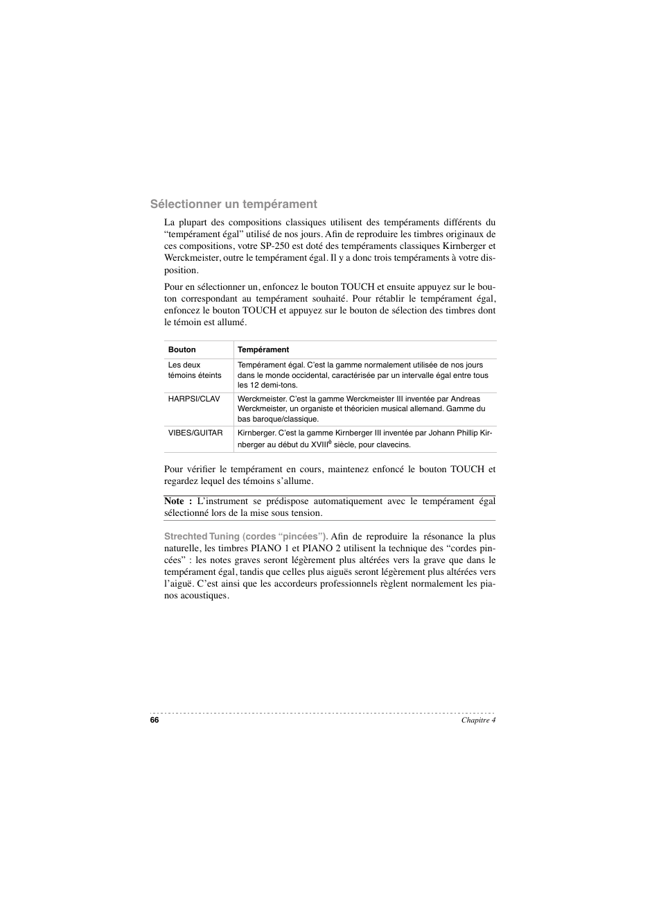 Sélectionner un tempérament | KORG SP 250 User Manual | Page 68 / 184