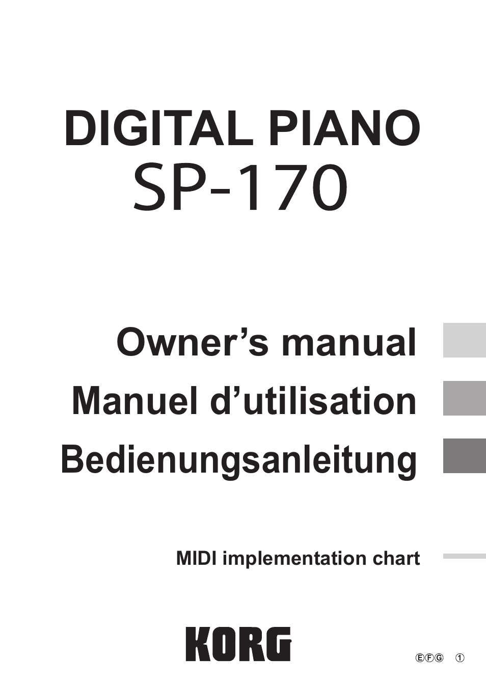 KORG Digital Piano SP-170 User Manual | 21 pages