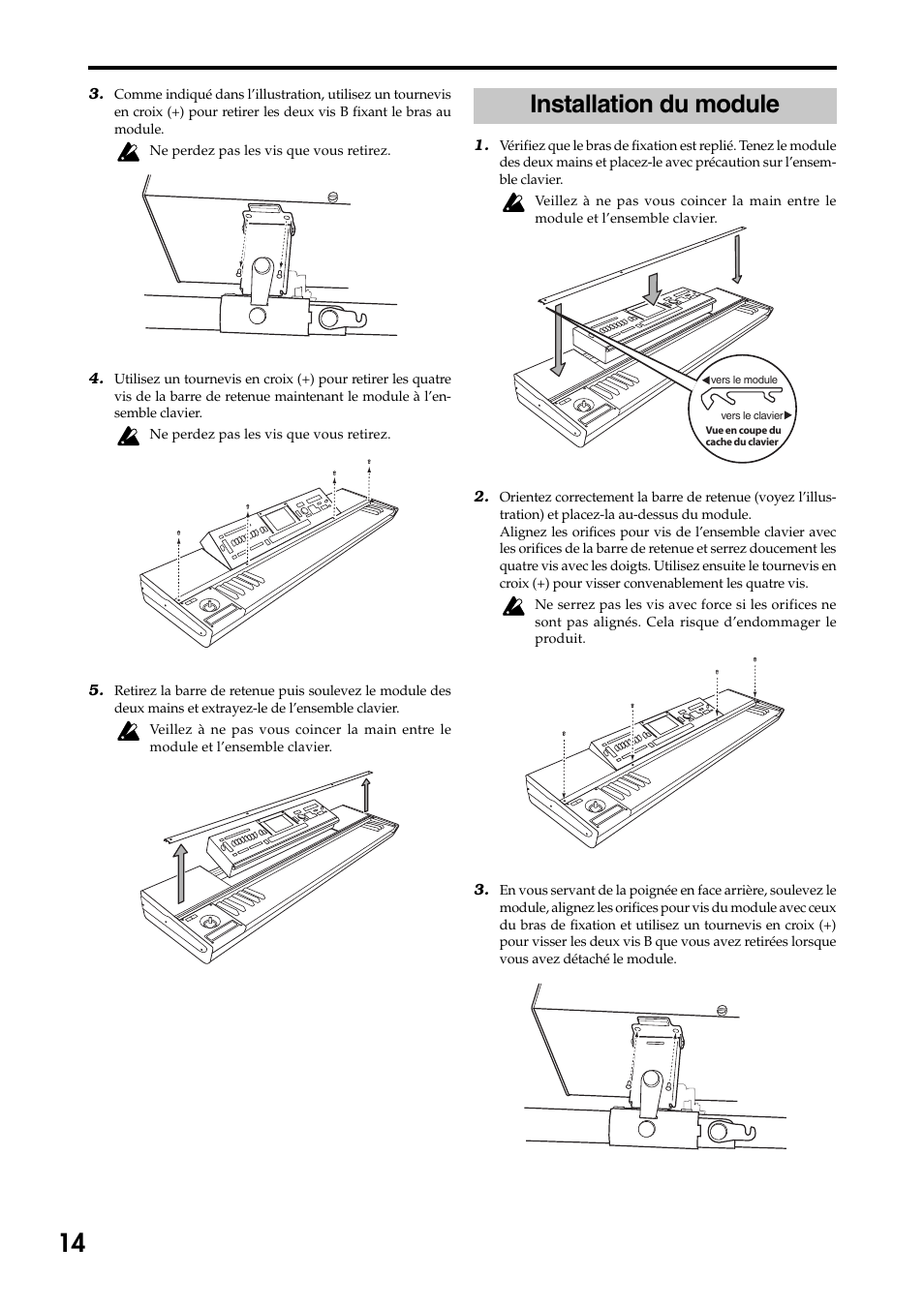 Installation du module | KORG 73 key User Manual | Page 14 / 24