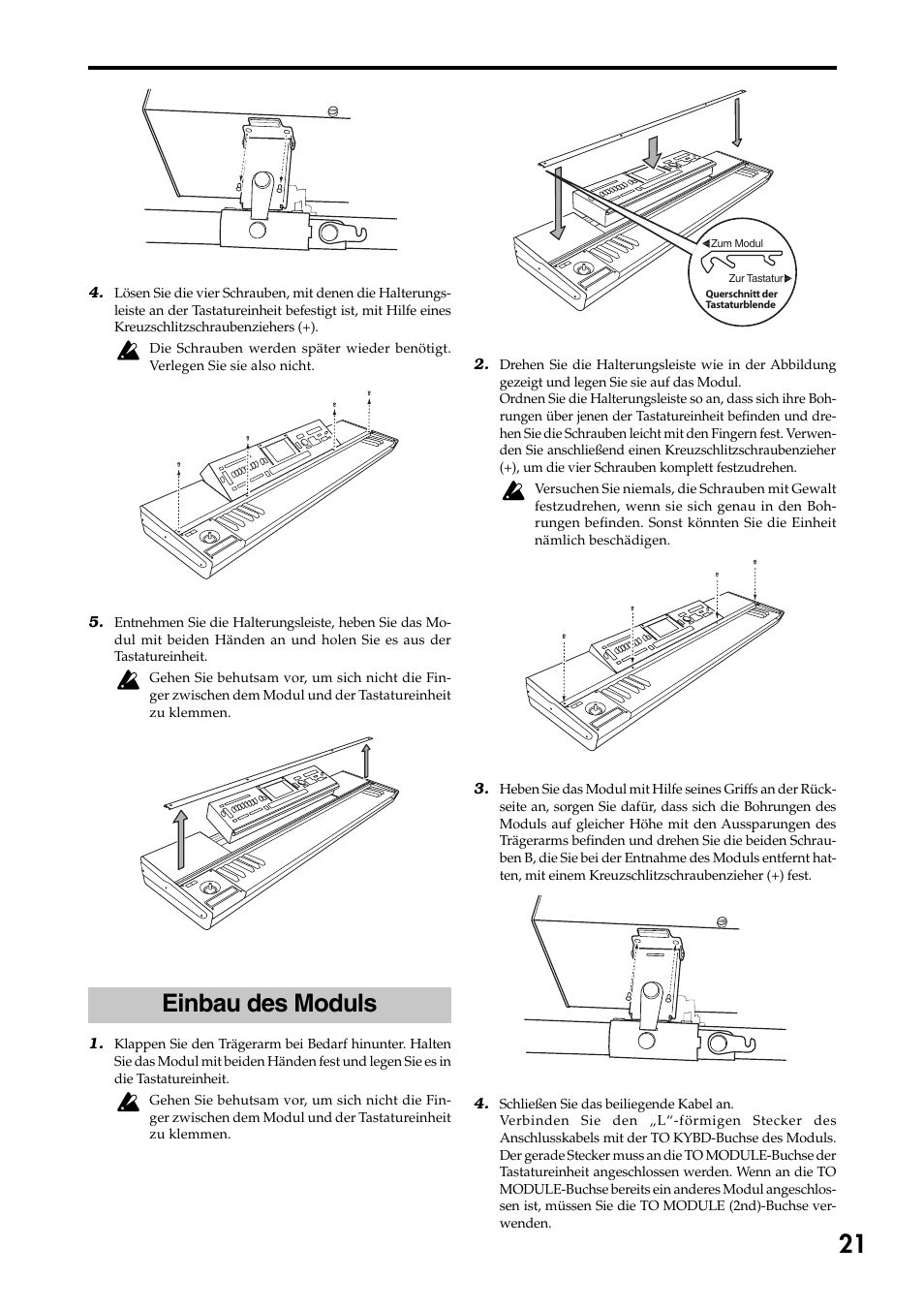 Einbau des moduls | KORG 73 key User Manual | Page 21 / 24