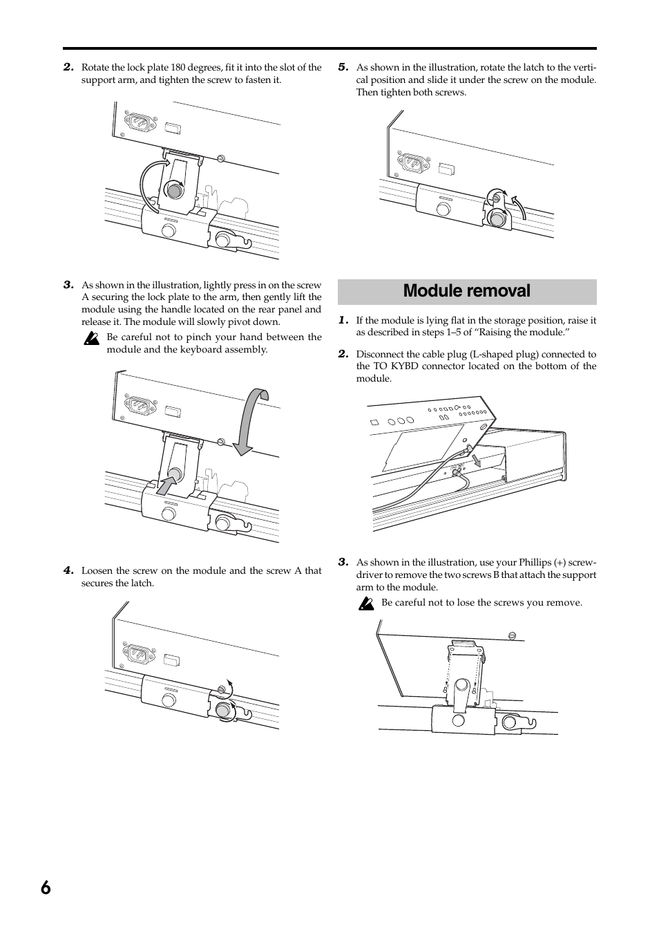 Module removal | KORG 73 key User Manual | Page 6 / 24