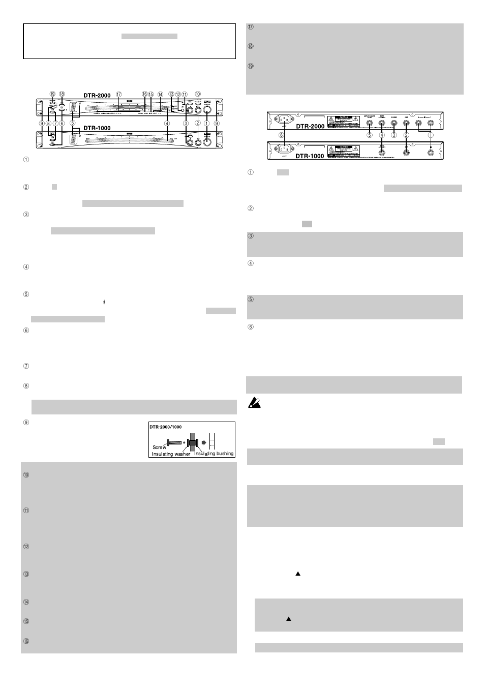English, Parts and their functions, Tuning procedure | Front panel, Rear panel, Connections, Tuning with the meter | KORG DTR-2000 User Manual | Page 3 / 8