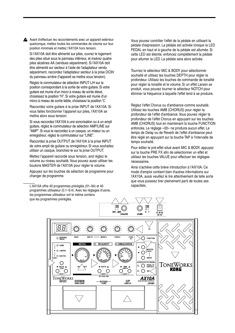 Guide de démarrage rapide | KORG AX10A User Manual | Page 16 / 39
