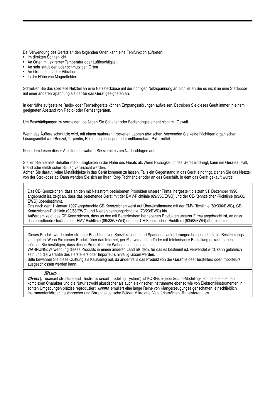 Vorsichtsmaßregeln | KORG AX10A User Manual | Page 27 / 39