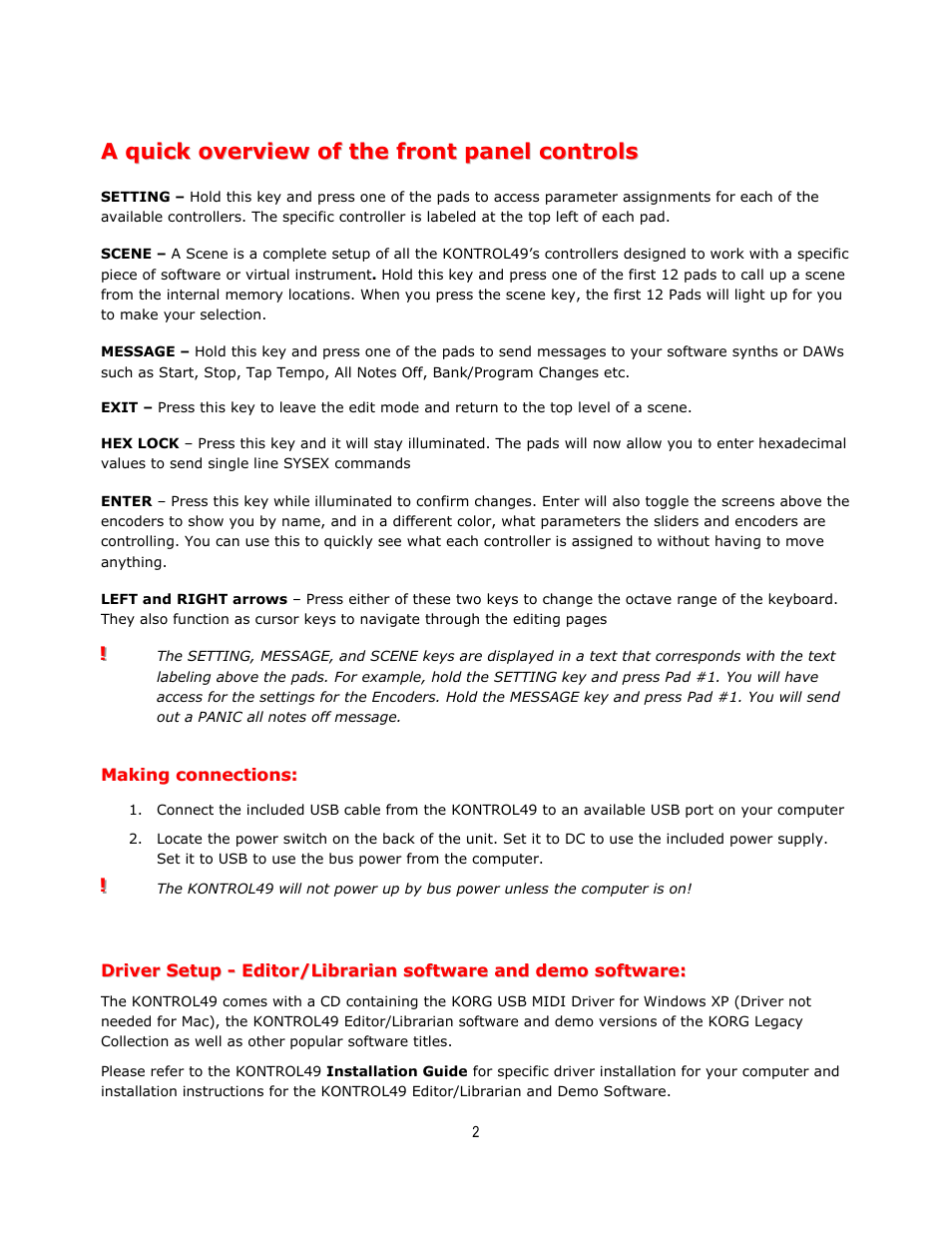 KORG KONTROL49 User Manual | Page 2 / 4