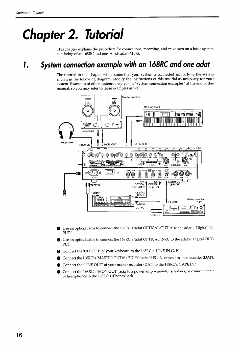 Chapter 2. tutorial, 1 ml, M^o o | KORG Soundlink DRS REcording Console 168RC User Manual | Page 23 / 118