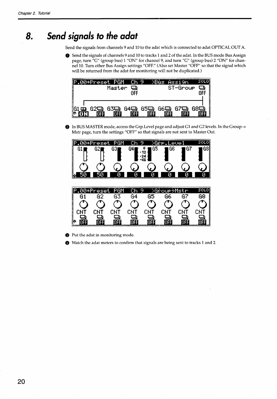 Send signals to the adat, D d i ill i i i, Wia_ _ laaa | KORG Soundlink DRS REcording Console 168RC User Manual | Page 27 / 118