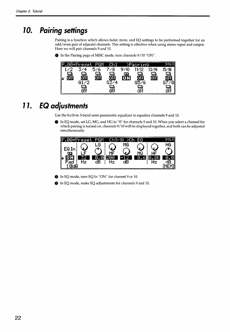 Pairing settings, 7 7. eq adjustments, Mf w mq | Q1ek, Eq adjustments | KORG Soundlink DRS REcording Console 168RC User Manual | Page 29 / 118