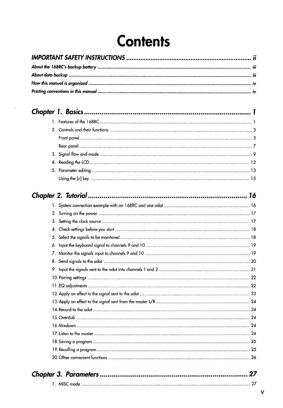 KORG Soundlink DRS REcording Console 168RC User Manual | Page 5 / 118