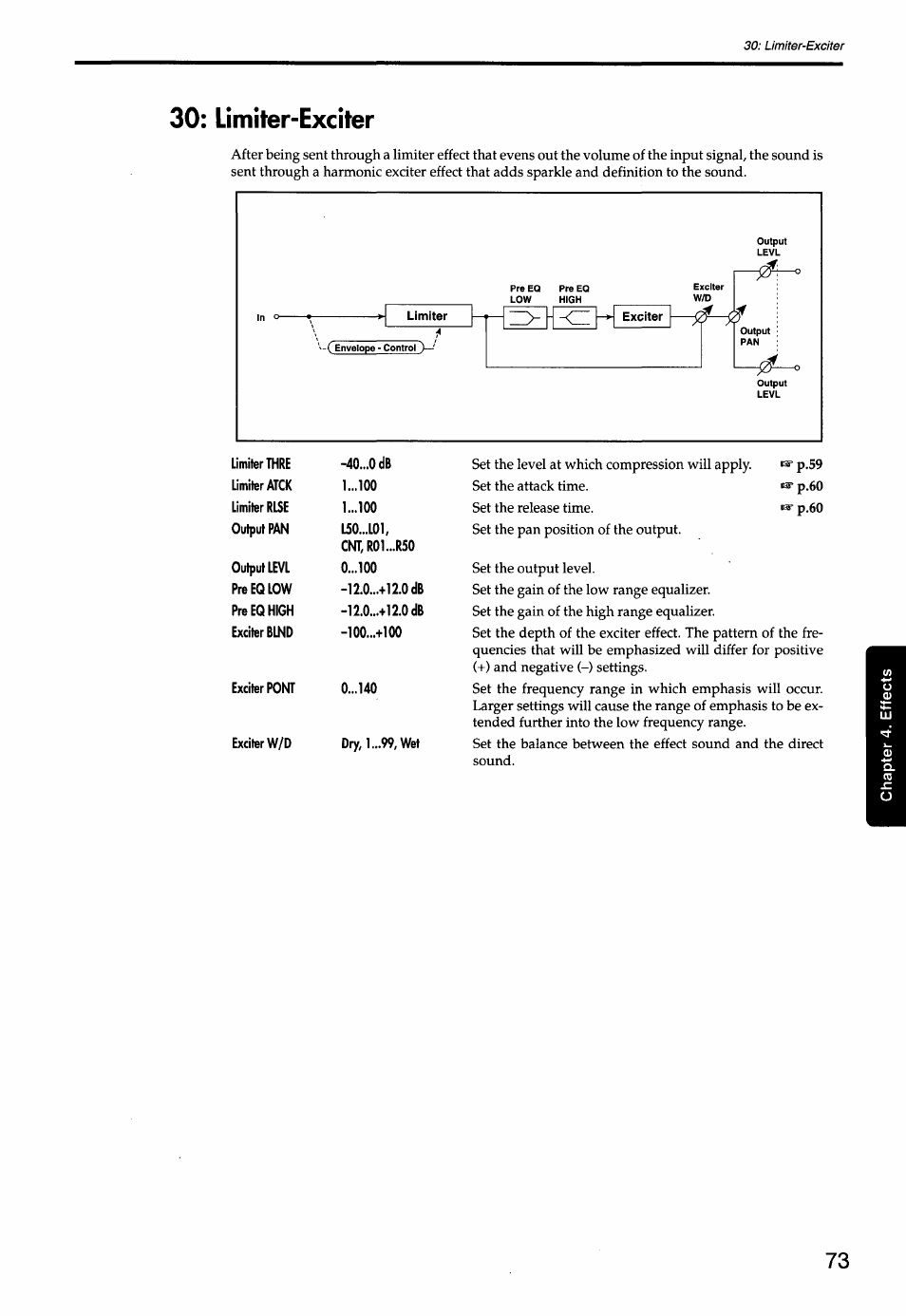 Limiter-exciter, 30; limiter-exciter | KORG Soundlink DRS REcording Console 168RC User Manual | Page 80 / 118