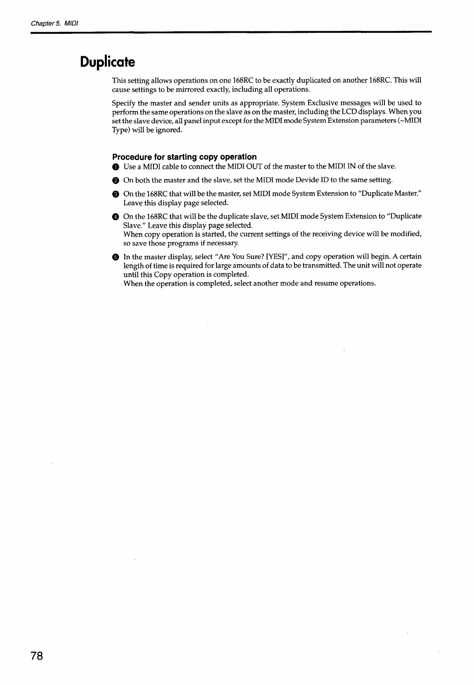Duplicate, Procedure for starting copy operation | KORG Soundlink DRS REcording Console 168RC User Manual | Page 85 / 118