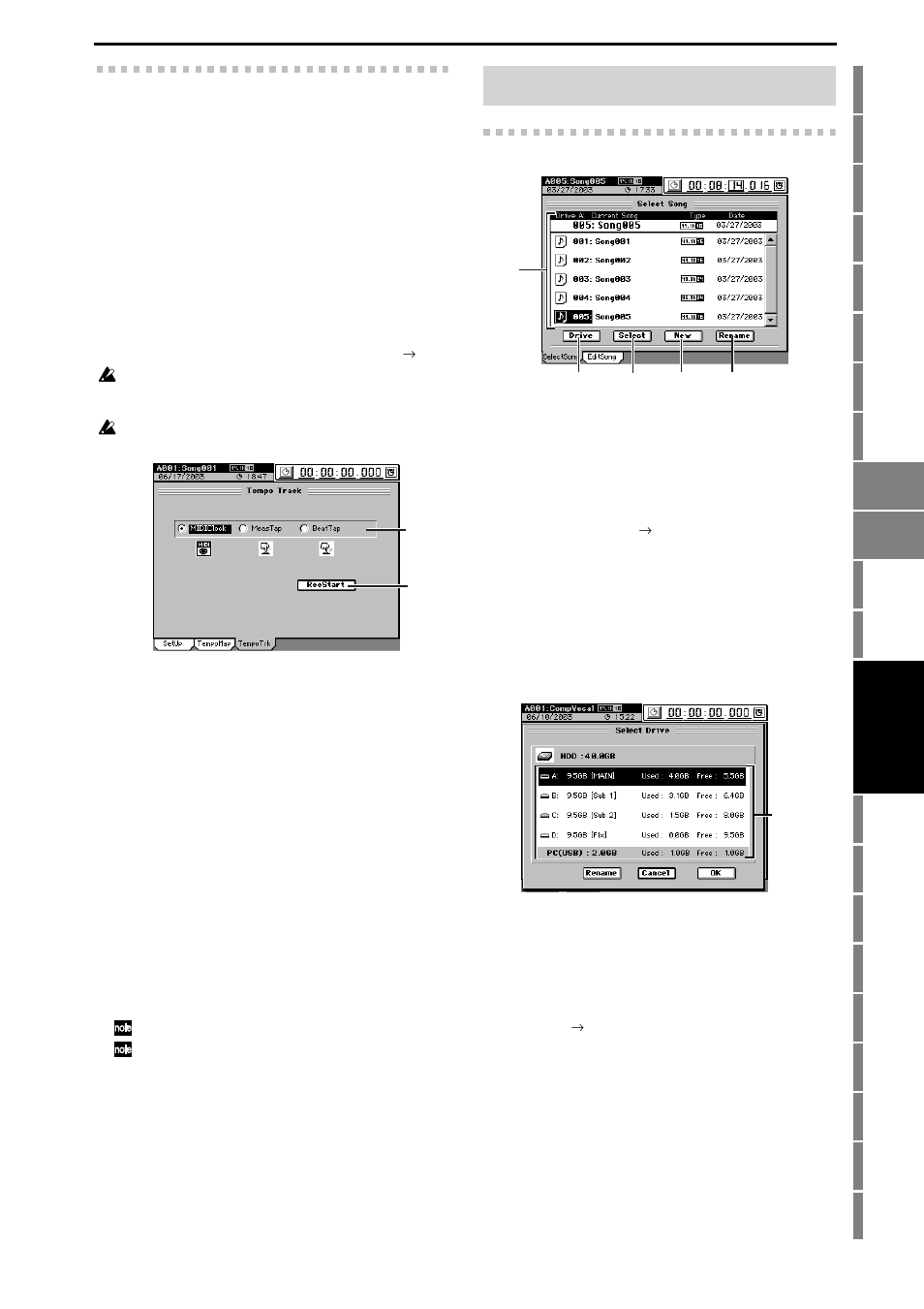 3. tempo track, Song, 1. select song | P.135, P.135), Reference | KORG XTENDED DEFINITION D32XD User Manual | Page 145 / 208