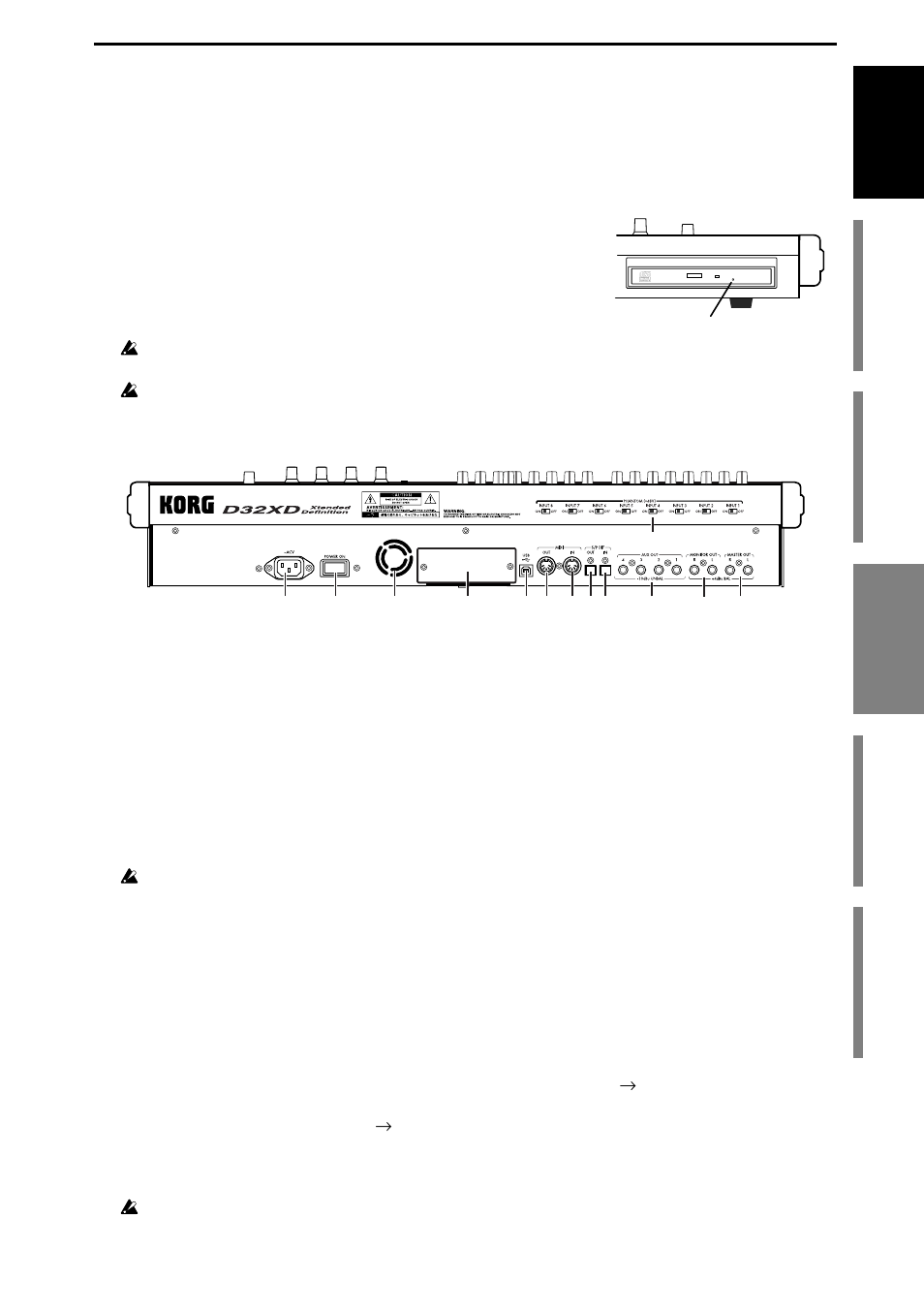 Rear panel | KORG XTENDED DEFINITION D32XD User Manual | Page 23 / 208