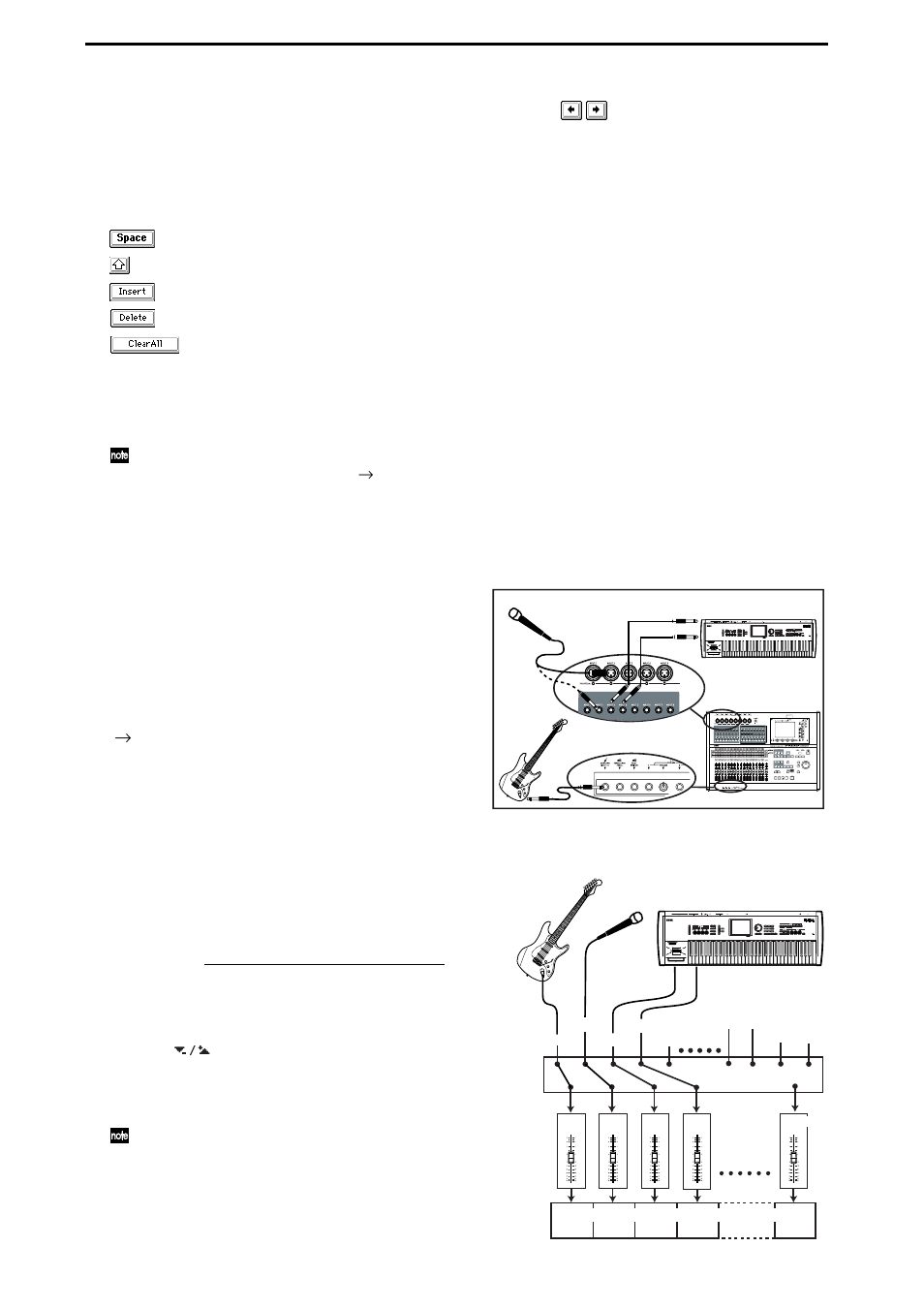 Connect your audio sources to the mixer inputs, Connect devices to the input jacks, Assign the inputs to channels | Connect your audio sources to the mixer, Inputs | KORG XTENDED DEFINITION D32XD User Manual | Page 32 / 208