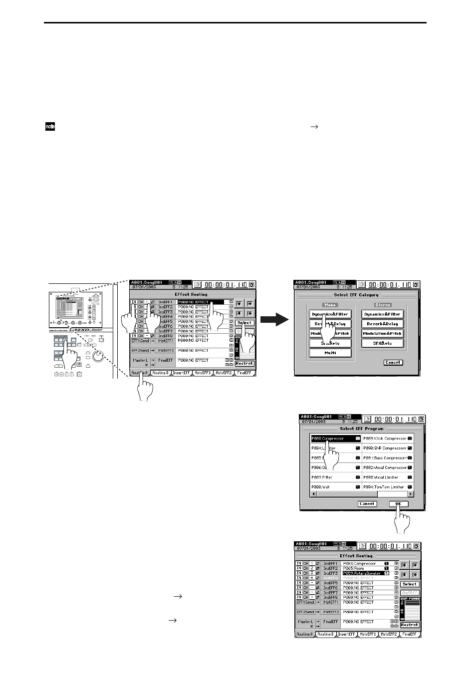 Effects and eq (equalizer), Applying effects to the input sound | KORG XTENDED DEFINITION D32XD User Manual | Page 34 / 208