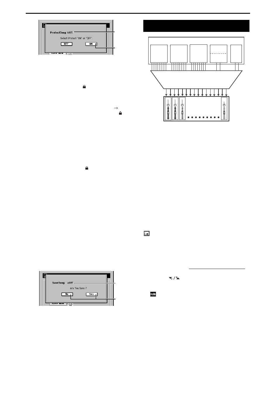 Protect off, Saving a song, Mixer | Inputting audio to the mixer, 1. analog input, Inputting audio from a guitar | KORG XTENDED DEFINITION D32XD User Manual | Page 52 / 208
