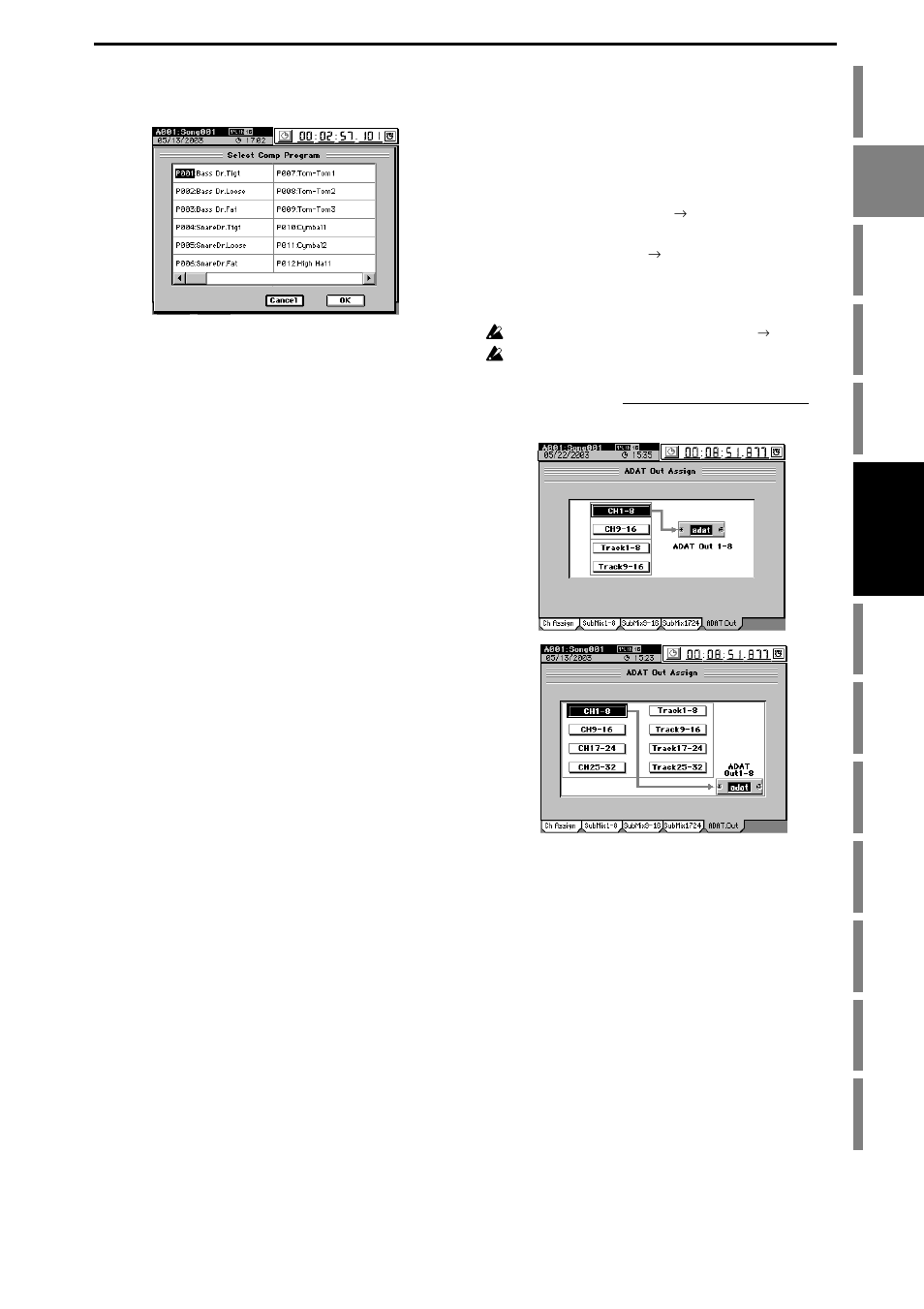 Audio outputs from the mixer, P.47, 1, Operation | KORG XTENDED DEFINITION D32XD User Manual | Page 57 / 208